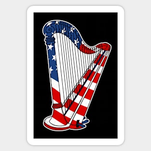 4th July Harp American Flag Harpist Sticker